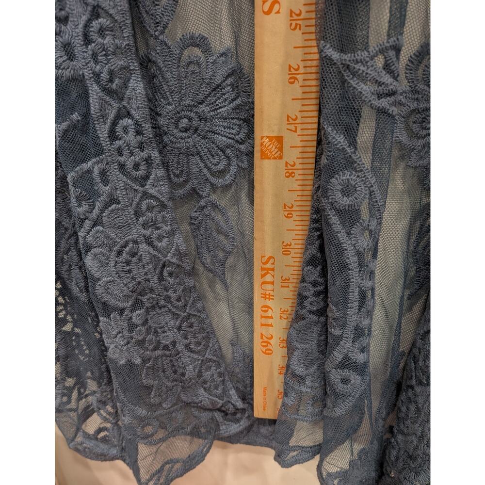 Nwot Lace Kimono Cardigan Swim Cover Up Blue Womens L/XL Relaxed Flowy Longline - Picture 3 of 7